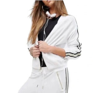 JUICY COUTURE | Women’s Lightweight White Stripped Fleece Track Jacket Size 1X